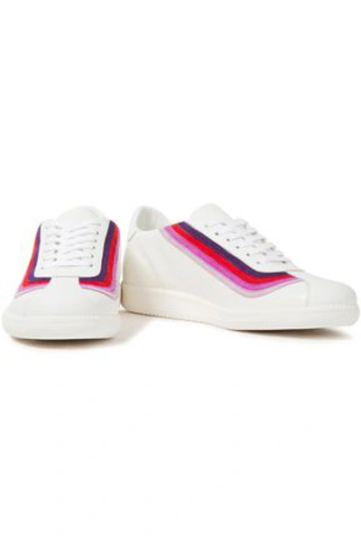 Shop Zimmermann Rainbow Suede-trimmed Leather Sneakers In Violet