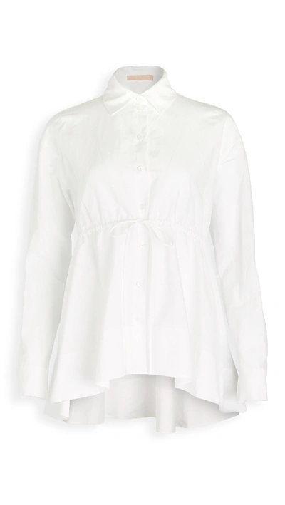 Shop Brock Collection Cotton Linen Drawstring Blouse In Ivory