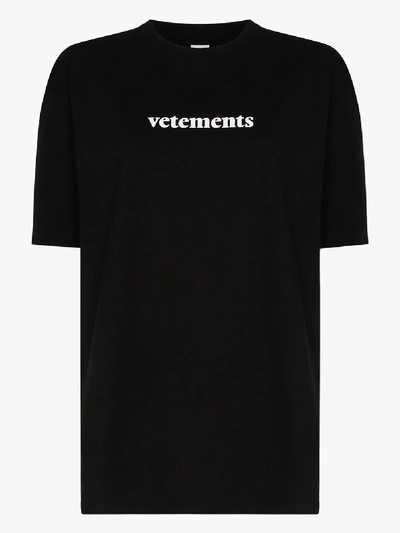 Shop Vetements Postage Logo Cotton T-shirt In Black