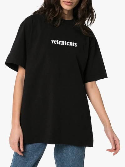 Shop Vetements Postage Logo Cotton T-shirt In Black