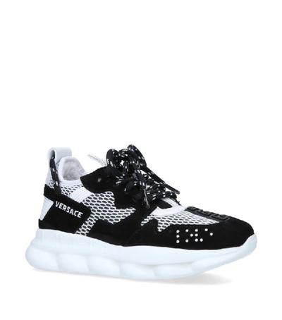 YOUNG VERSACE: Chain reaction Versace Young sneakers in leather and mesh -  Black
