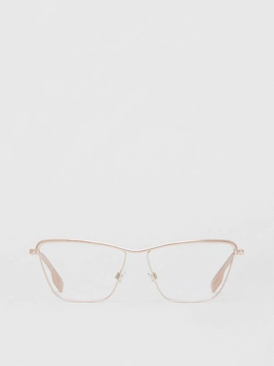 Shop Burberry Rectangular Optical Frames In Rose Gold