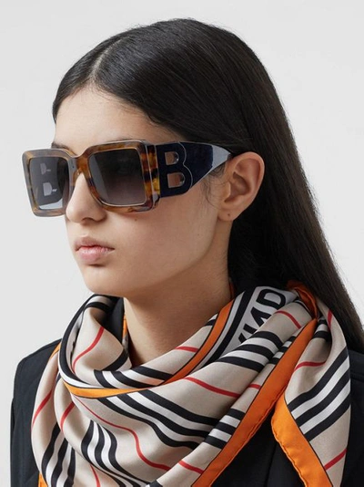 Burberry tortoiseshell rectangle-frame sunglasses, GottliebpaludanShops  Revival