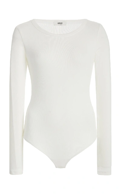 Shop Agolde Leila Modal-blend Bodysuit In White