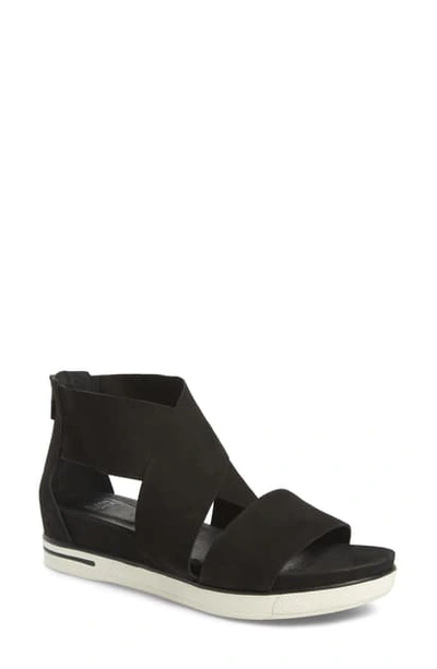 Shop Eileen Fisher Sport Platform Sandal In Black Nubuck Leather
