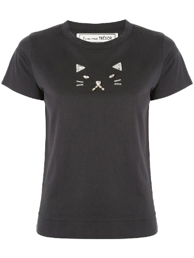 Shop Tu Es Mon Tresor Cat Bijou T-shirt In Black