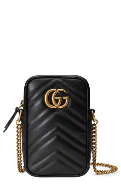 Shop Gucci Mini Quilted Leather Crossbody Bag In Nero/ Nero