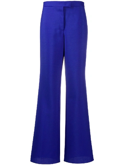 Shop Ferragamo High-waisted Trousers In Blue