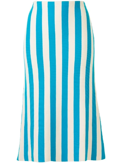 Shop Sunnei Straight Striped Skirt In Blue
