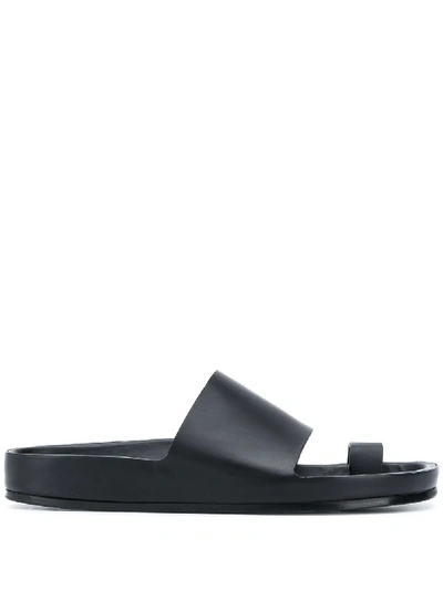 Shop Jil Sander Toe Strap Sandals In Black