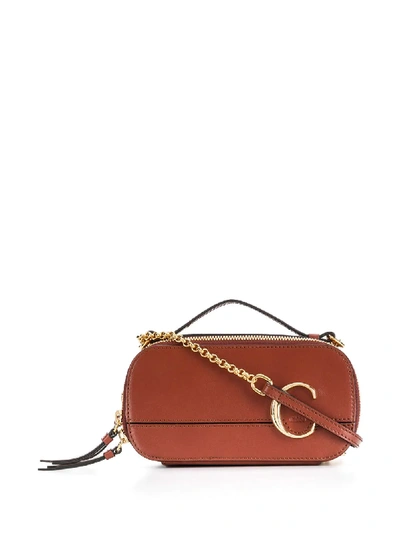 Shop Chloé Mini Vanity Crossbody Bag In Brown