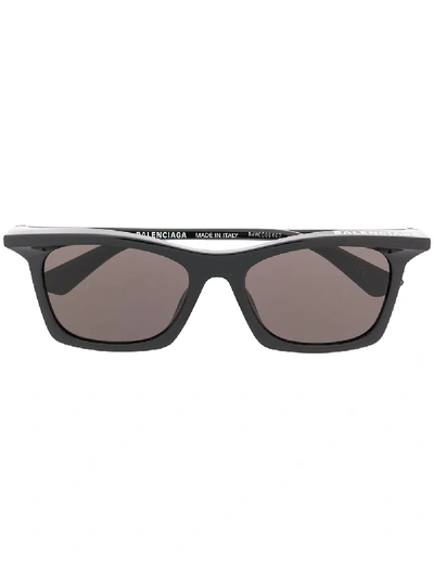 Shop Balenciaga Rim Rectangular-frame Sunglasses In Black