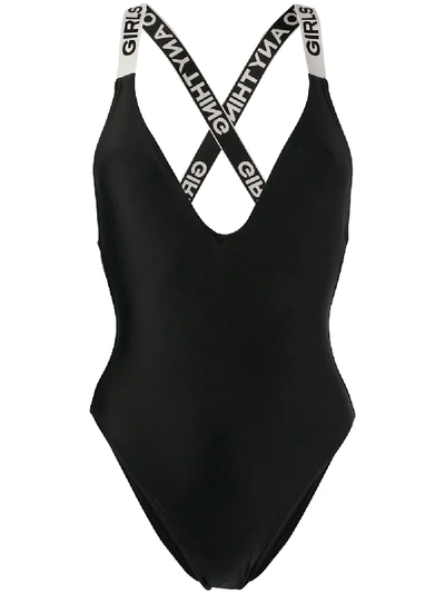 Shop Zadig & Voltaire Girls Can Do Anything Swimsuit In Black