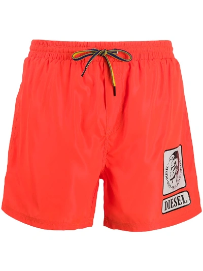 Shop Diesel Only The Brave Swim Shorts In Orange