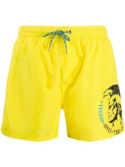 Shop Diesel Only The Brave Swim Shorts In Yellow