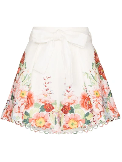 Shop Zimmermann Bellitude Floral Shorts In White