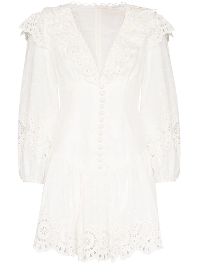 BELLITUDE SCALLOPED LACE MINI DRESS