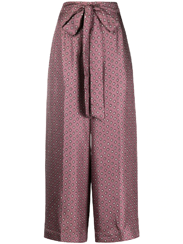 Max Mara Silk Cropped Palazzo Trousers In Purple | ModeSens