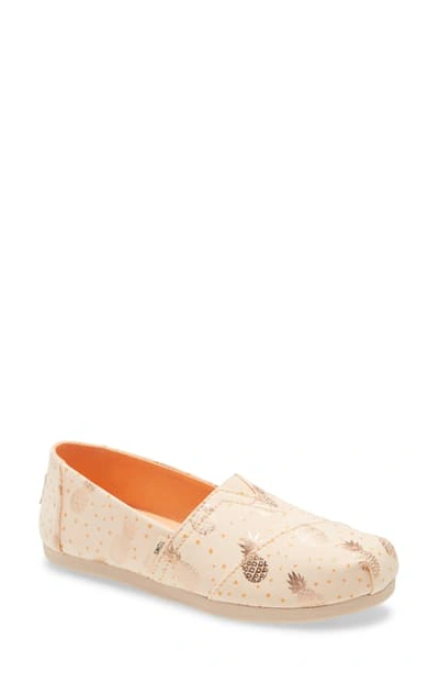 Shop Toms Classic Canvas Slip-on In Beige/ Pink Pineapple Fabric
