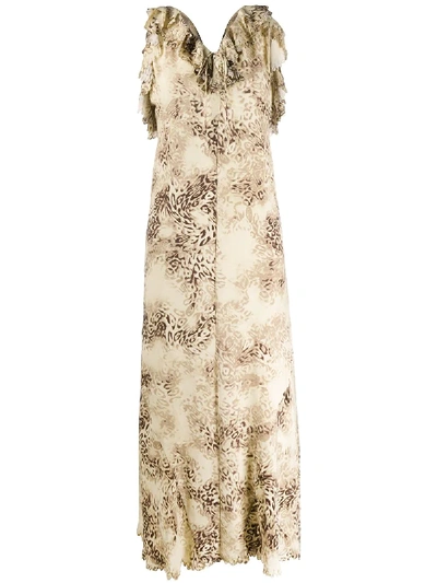 Pre-owned A.n.g.e.l.o. Vintage Cult 2000s Leopard Print Long Dress In Neutrals