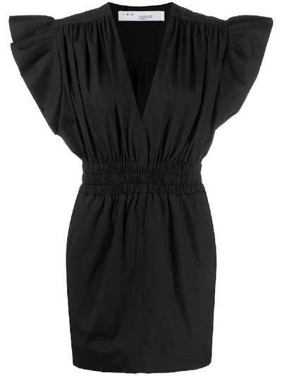 Shop Iro Galena Frill Sleeve Mini Dress In Black