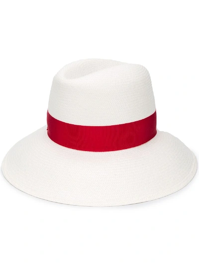 Shop Borsalino Claudette Ribbon Panama Hat In White