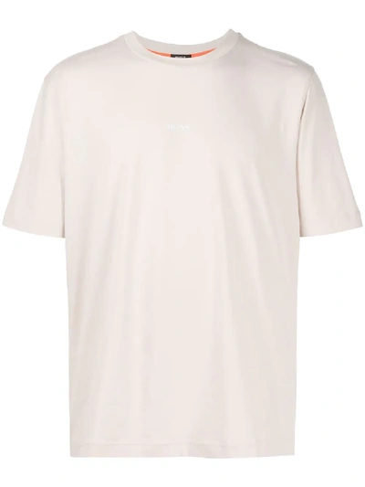 Shop Hugo Boss Logo Print Short-sleeve T-shirt In Neutrals