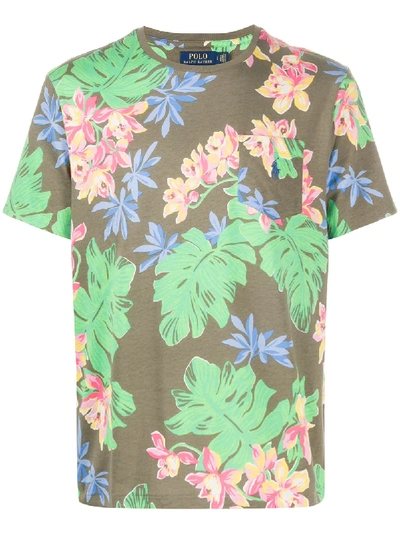 Shop Polo Ralph Lauren Floral Print Short-sleeve T-shirt In Green