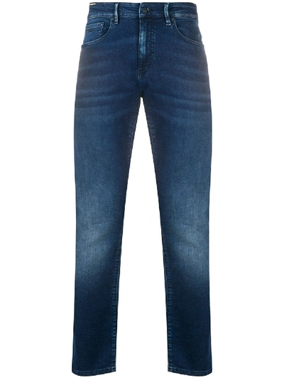 Shop Hugo Boss Mid-rise Slim-fit Jeans In Blue