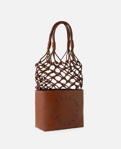 Shop Stella Mccartney Brown Logo Knotted Bag