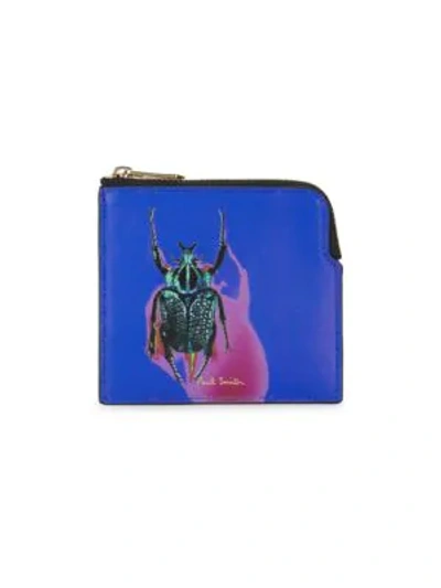 Shop Paul Smith Beetle Leather Zip Pouch In Blue