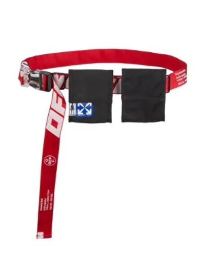 Shop Off-white Men's Eq Two-pocket Belt Bag In Black Red