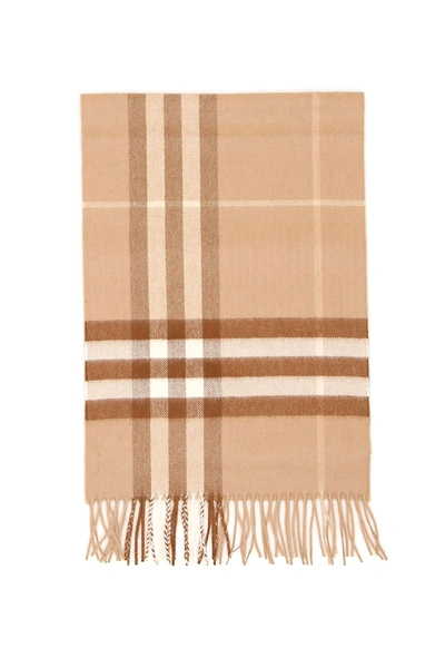 Shop Burberry Giant Check Scarf In Mid Camel