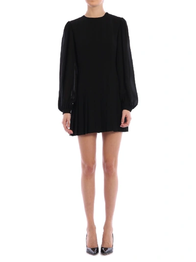 Shop Saint Laurent Pleated Dress Blacl In Noir