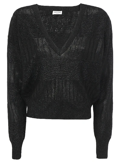 Shop Saint Laurent Sweater In Noir/noir Brilant