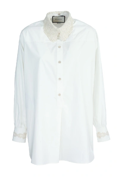 Shop Gucci Oversized Shirt In Pearl