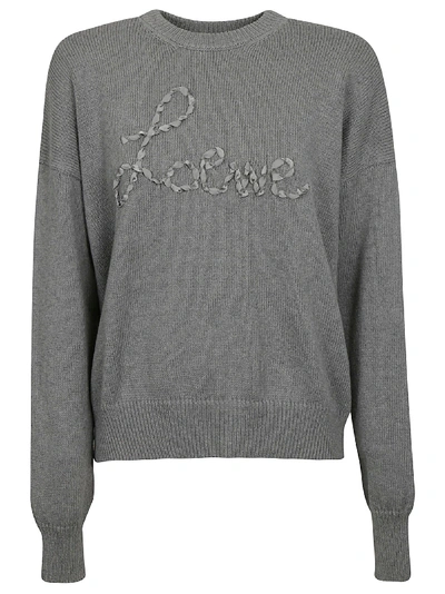 Shop Loewe Logo Embroidered Sweatshirt In Grey