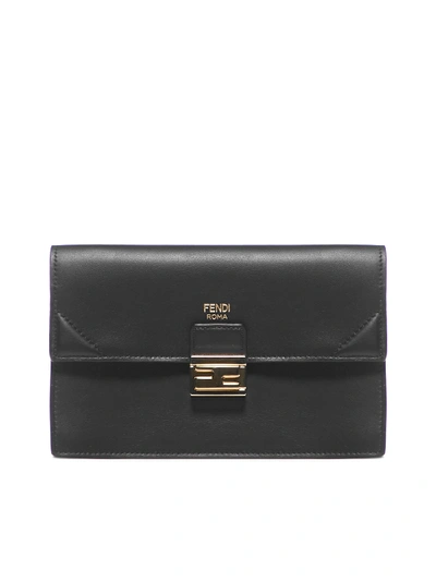 Shop Fendi Horizontal Chai Vit. Grace Matt Clutch In Nero+oro Soft