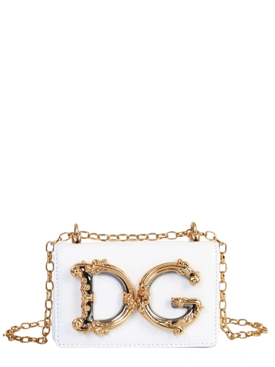 Shop Dolce & Gabbana Micro Girls Crossbody Bag In Bianco Ottico