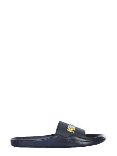 Shop Kenzo Slide Sandals In Black