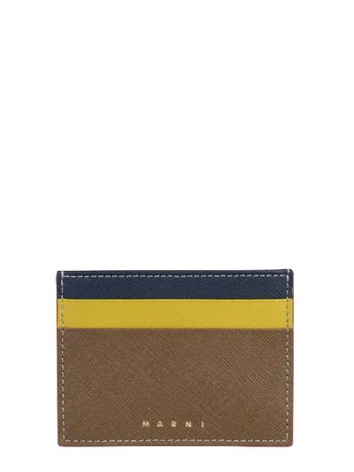 Shop Marni Card Holder With Logo In Brown