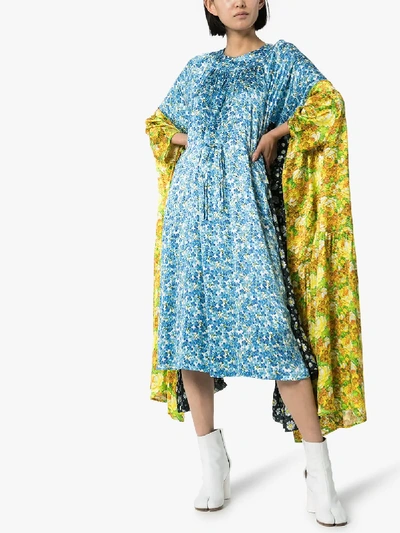 Shop Vetements Floral-print Midi Dress - Women's - Polyester/viscose In Blue