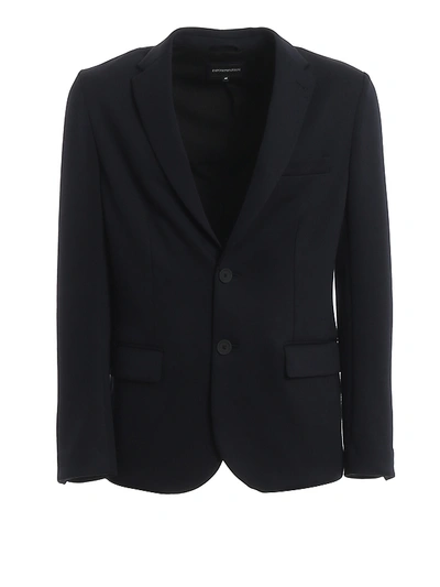 Shop Emporio Armani Stretch Fabric Multi-pocket Blazer In Dark Blue