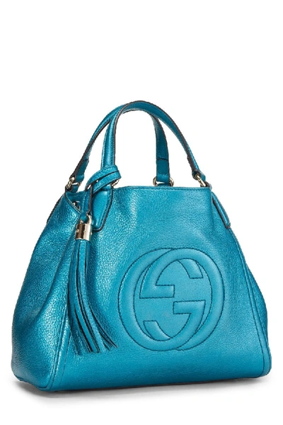 Pre-owned Gucci Metallic Blue Leather Soho Shoulder Bag