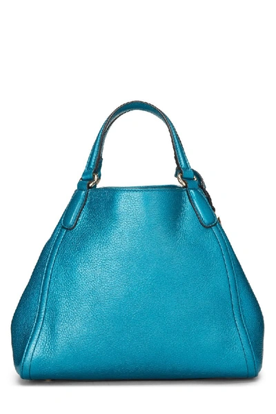 Pre-owned Gucci Metallic Blue Leather Soho Shoulder Bag