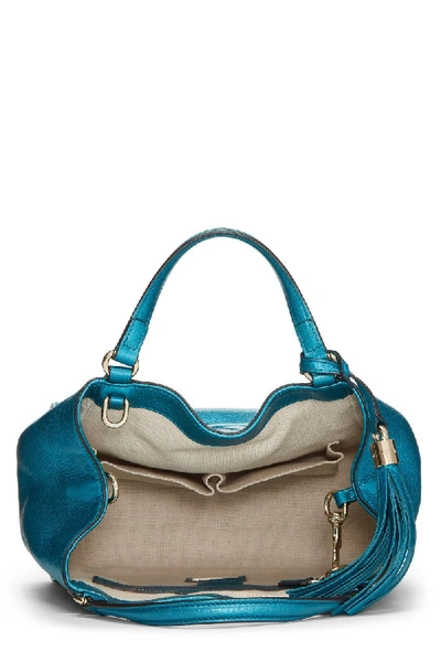 Pre-owned Gucci Metallic Blue Leather Soho Shoulder Bag