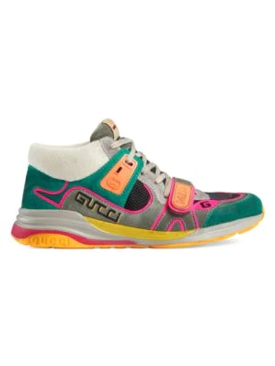 Shop Gucci Ultrapace Mid-top Sneaker In Turquoise Grey Multi
