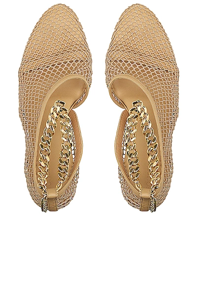 Shop Bottega Veneta Mesh Chunky Chain Heels In Beige & Gold
