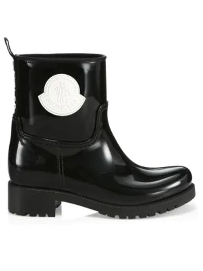 Shop Moncler Ginette Patent Pvc Boots In Charcoal