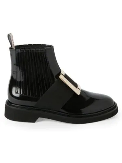 Shop Roger Vivier Viv Rangers Patent Leather Chelsea Boots In Black